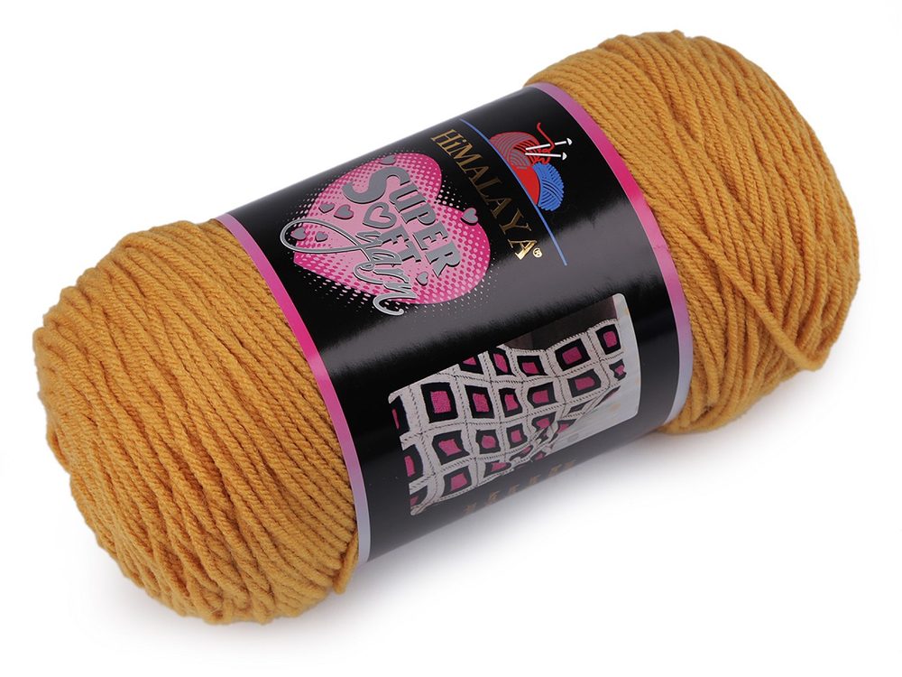 Pletací příze Super Soft Yarn 200 g - 6 (80825) hořčicová