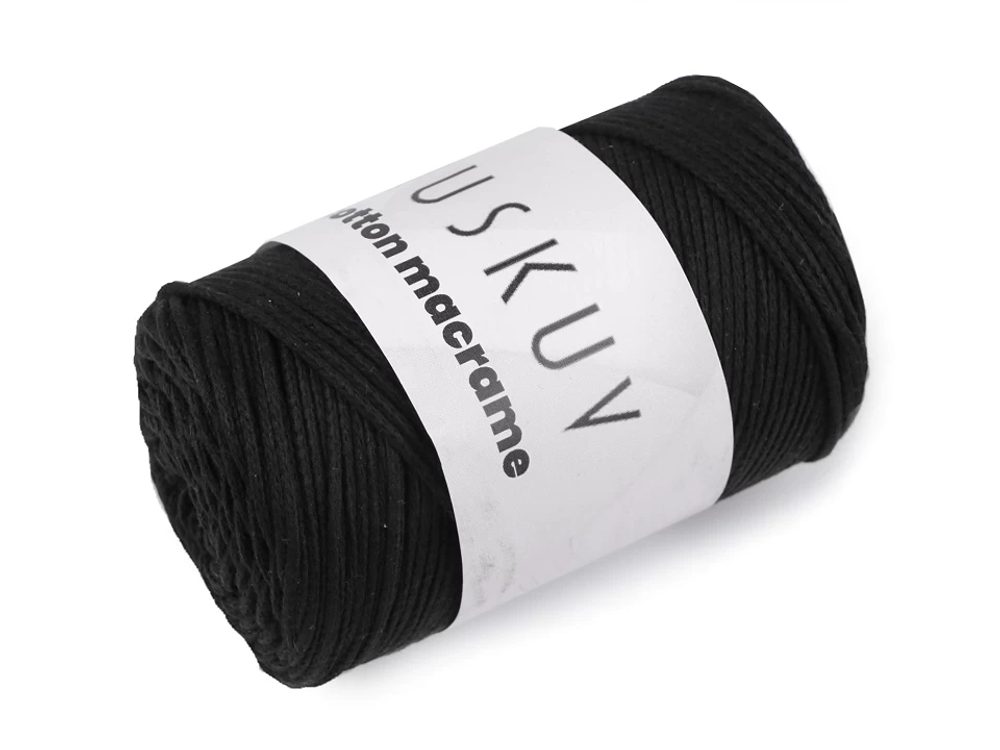 Bavlněná pletací příze Cotton Macrame 250 g - 13 (16) černá