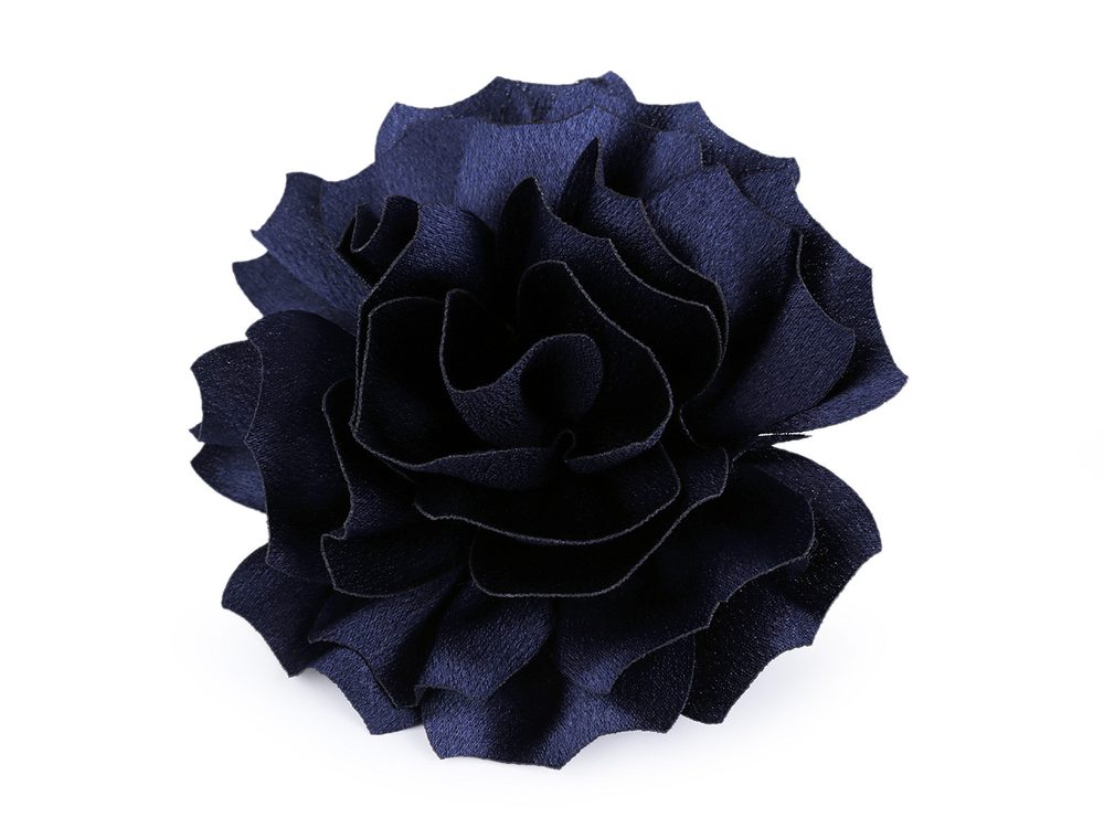 Brož / ozdoba do vlasů saténový květ Ø11 cm - 4 modrá tmavá