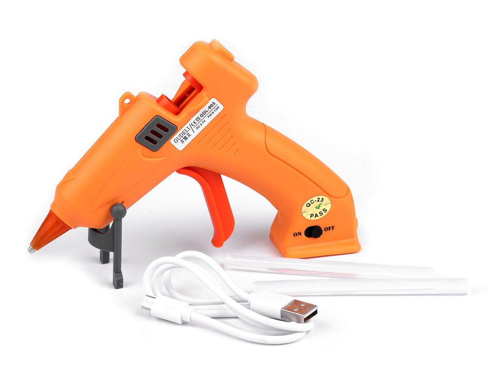 Bezdrátová tavná pistole na lepidlo Ø7 mm - oranžová