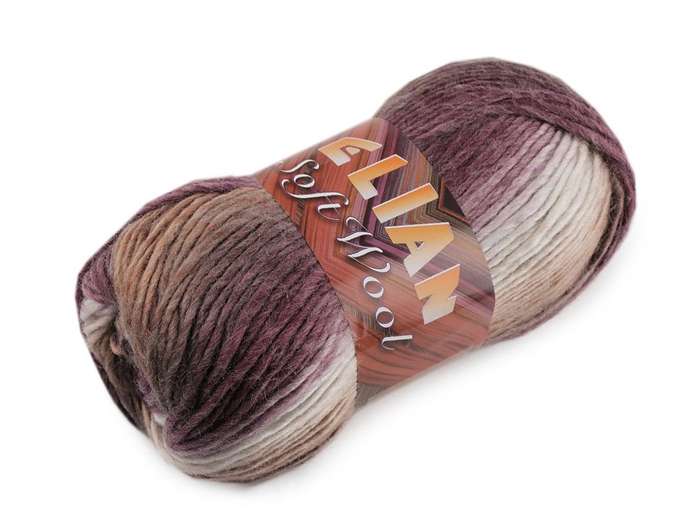 Pletací příze Soft Wool 100 g Elian - 5 (85792) fialová tmavá