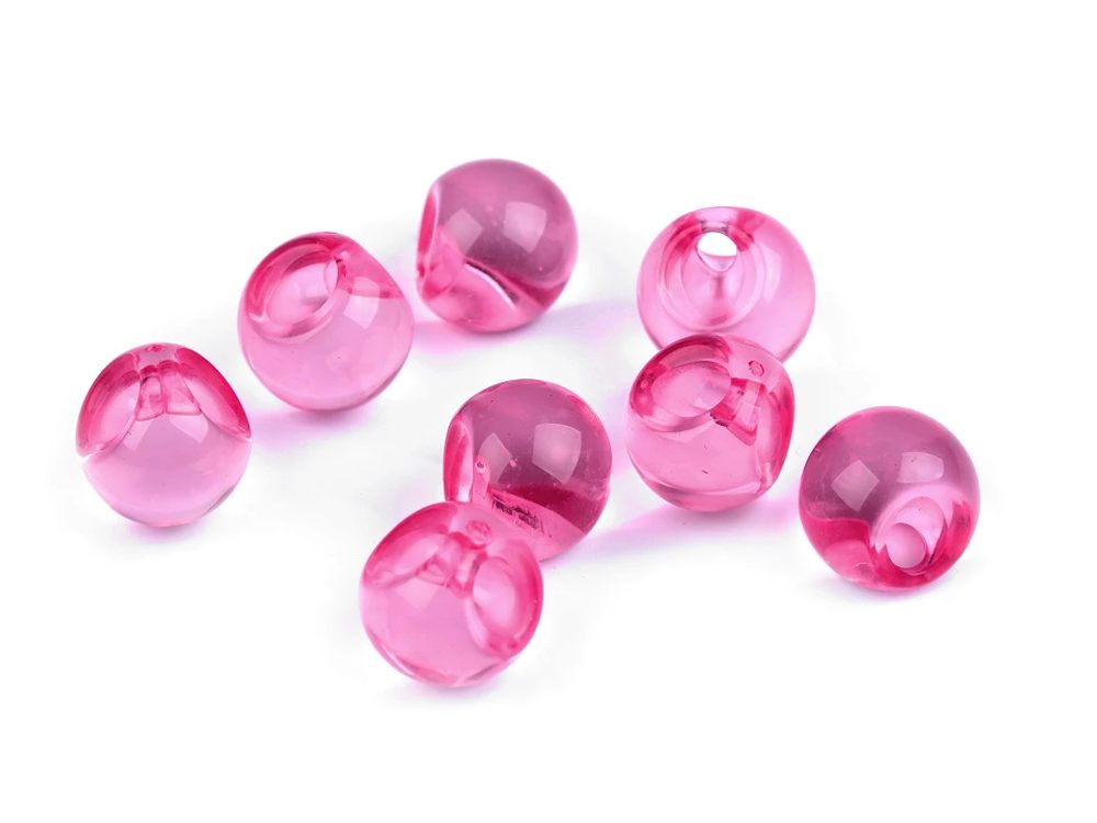 Plastový transparentní korálek / knoflík Ø13 mm 10 g - 4 pink