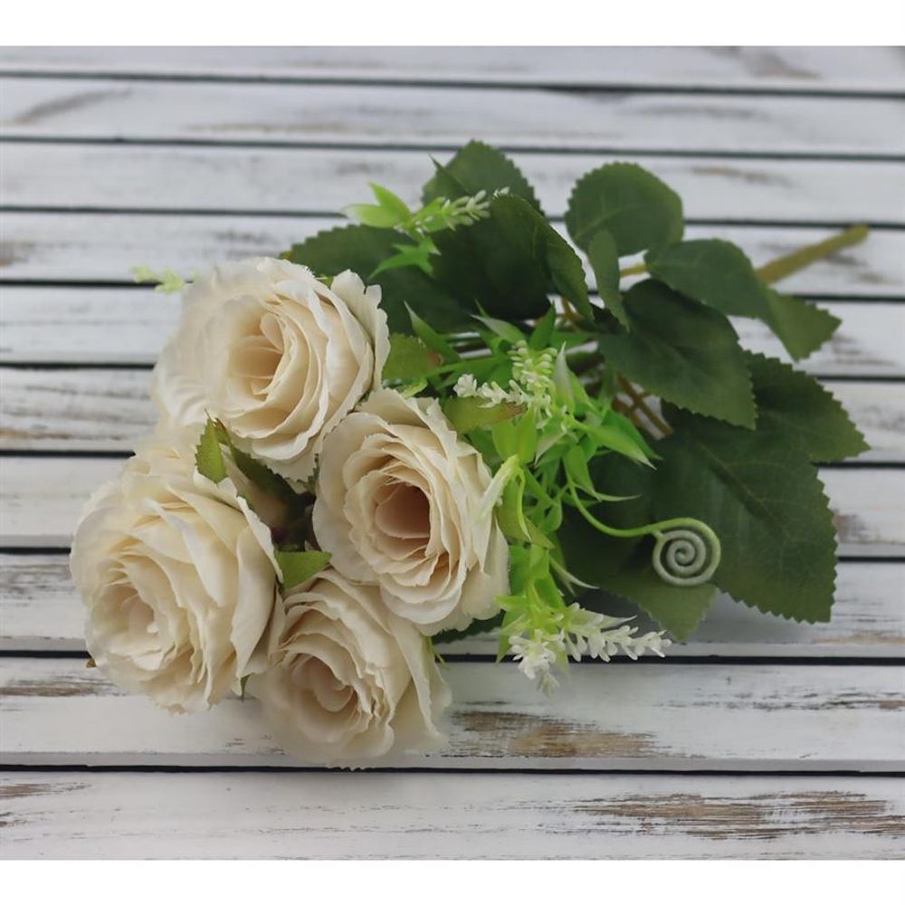 kytice růží mini 32 cm, KRÉMOVÁ - 15 x 12 x 32 cm