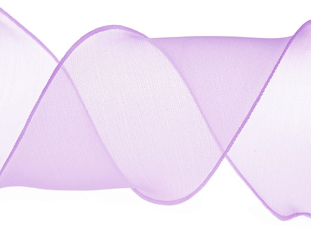 Organzová stuha s perleťovým leskem šíře 80 mm návin 13,5m - 3 fialová nejsvětlejší
