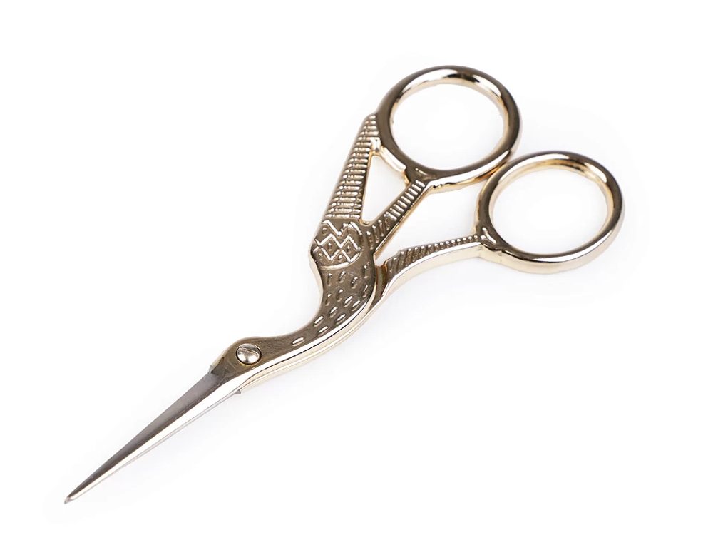 Nůžky vyšívací čáp délka 11,5 cm - 3 (9,5 cm) zlatá sv.