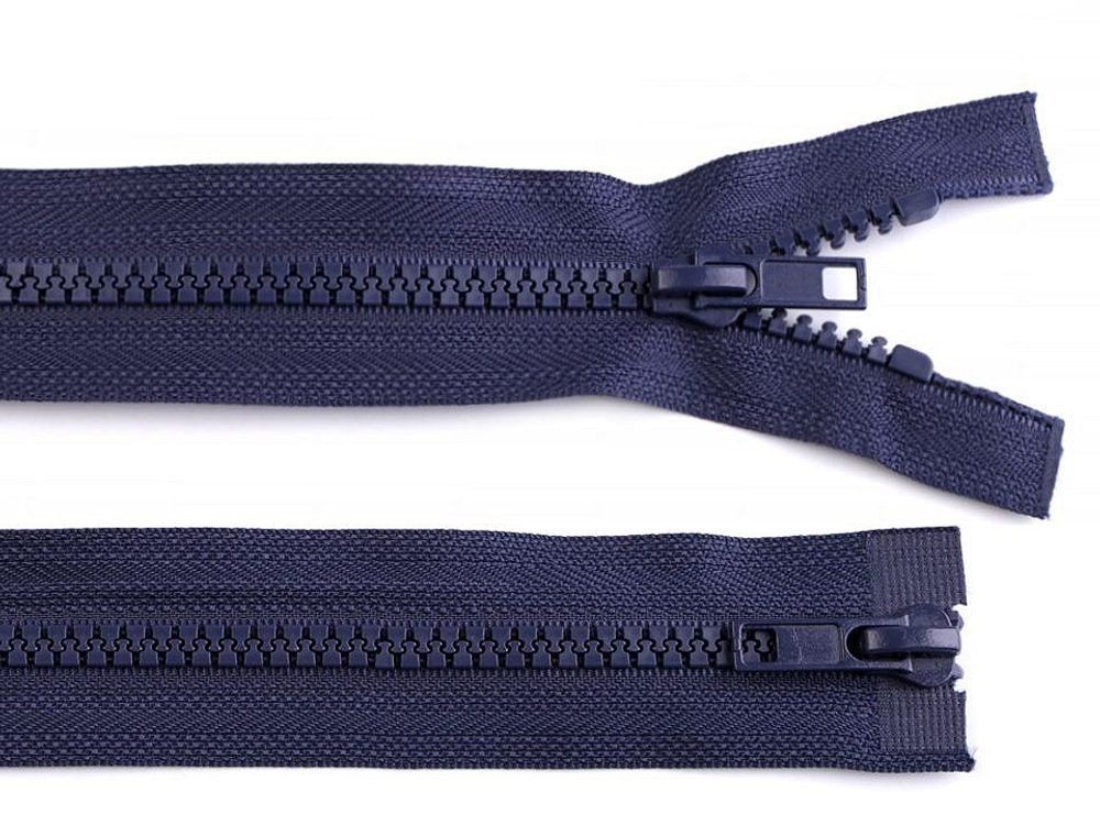 Dělitelný Kostěný Zip s Dvěma Jezdci - 5 mm, 70 cm, Ideální pro Bundy - 330 modrá tmavá