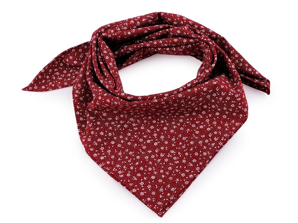 Bavlněný šátek s květy 65x65 cm - 20 (bsp135) červená tmavá bílá