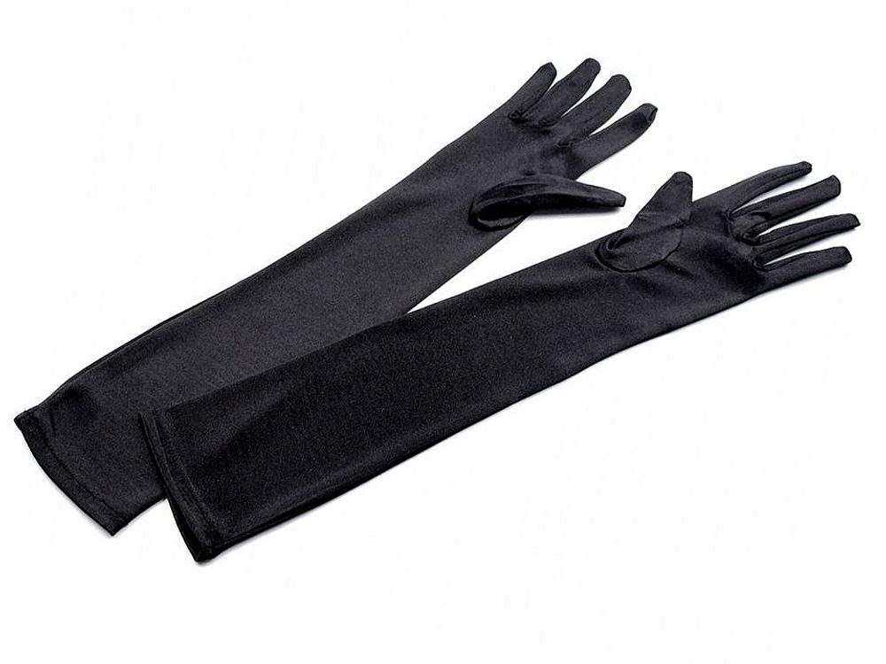 Dlouhé společenské rukavice saténové - 2 (43 cm) černá