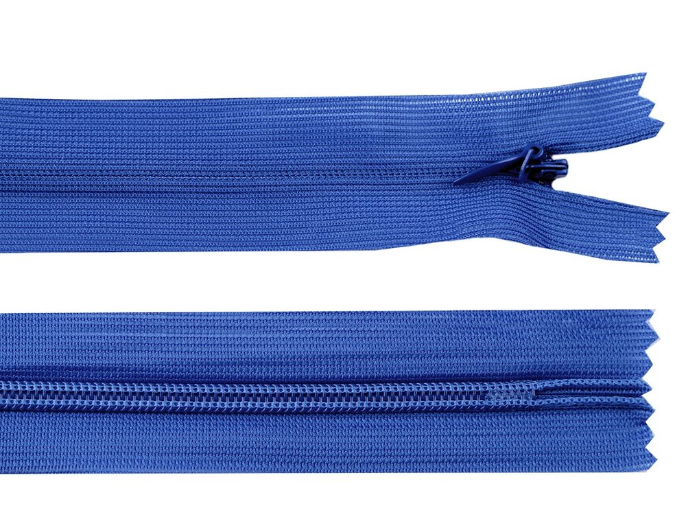 Spirálový zip skrytý šíře 3 mm délka 30 cm dederon - 213 modrá safírová
