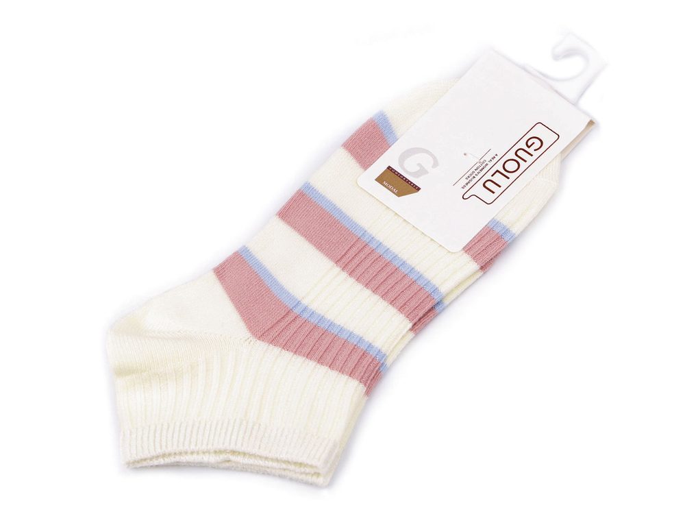 Dámské / dívčí bavlněné ponožky kotníkové - 7 krémová světlá pudrová