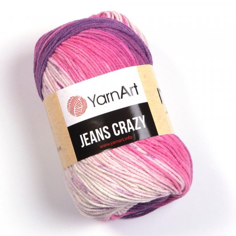 Pletací příze Jeans Crazy 50 g batik - 3 (8206) fialová růžová