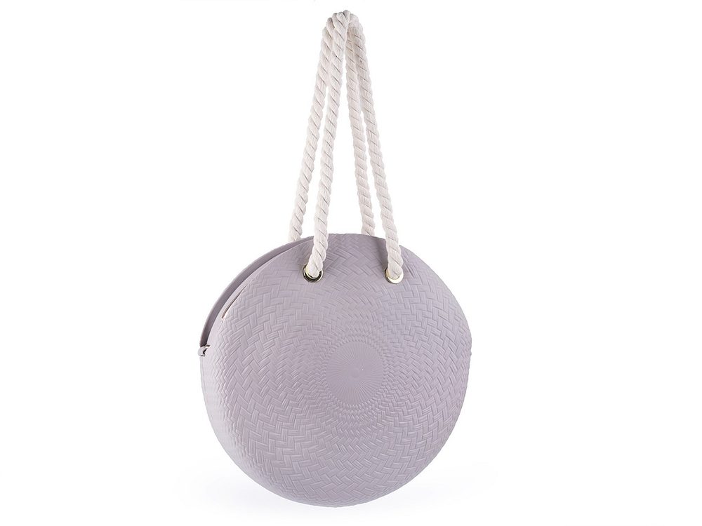 Dámská kulatá kabelka silikonová Ø40 cm se zipem - 5 šedá světlá