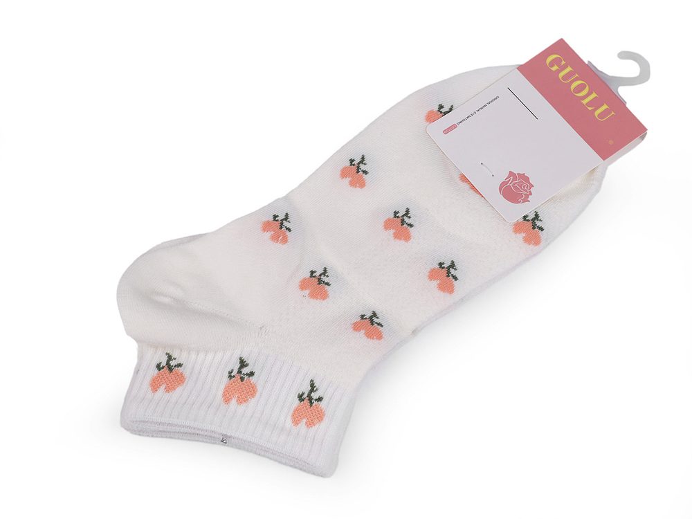 Dámské / dívčí bavlněné ponožky kotníkové - 8 bílá