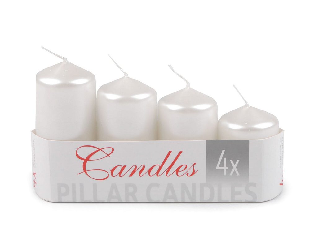 Adventní svíčky sestupné perleť Ø4 cm - 1 bílá perleť