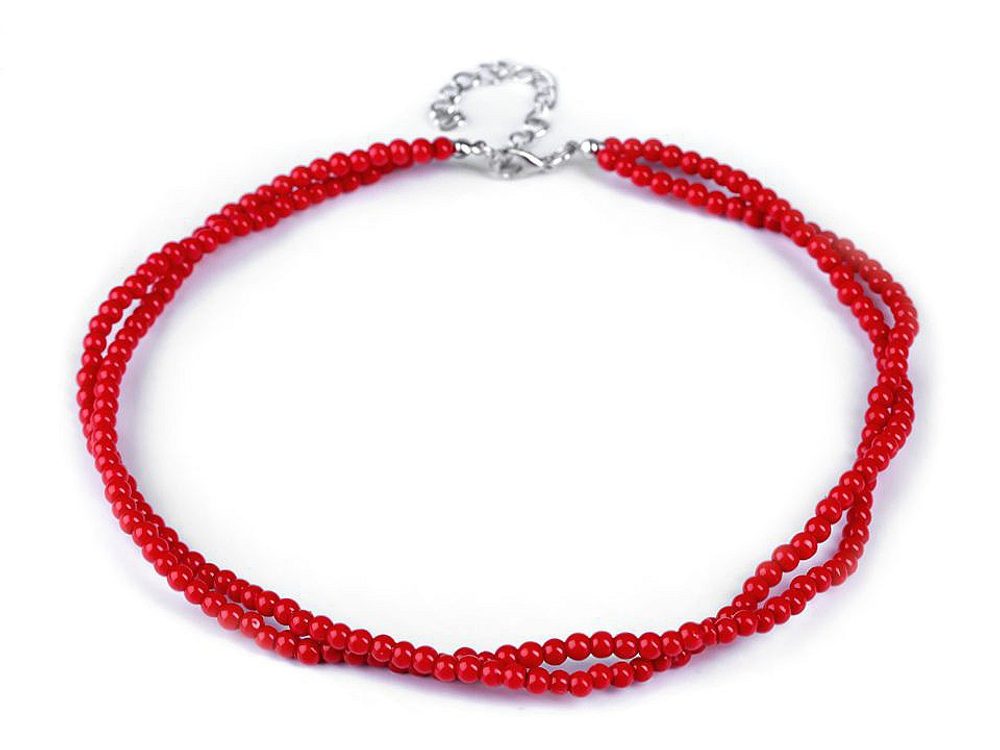 Perlový náhrdelník - 3 (55) červená
