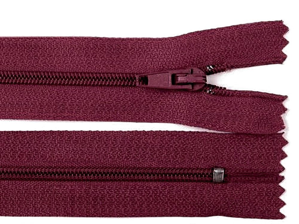 Spirálový zip šíře 3 mm délka 35 cm - 178 bordó