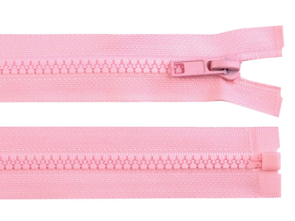 Bundový Kostěný Zip: Šíře 5 mm, Délka 70 cm - 134 růžová dětská světlá