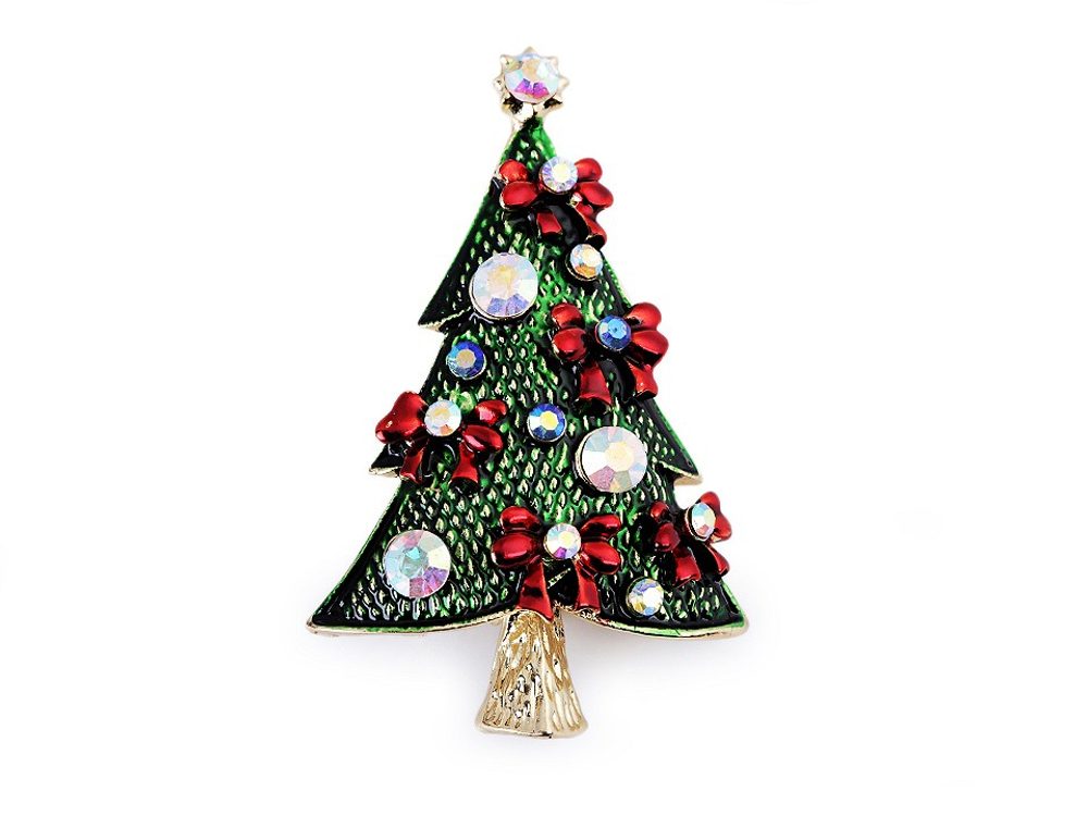 Brož vánoční stromeček - 2 zelená