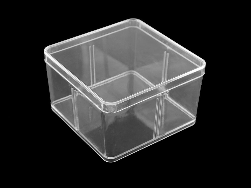 Plastová krabička / box s víkem 9,5x9,5x5,5 cm - transparent