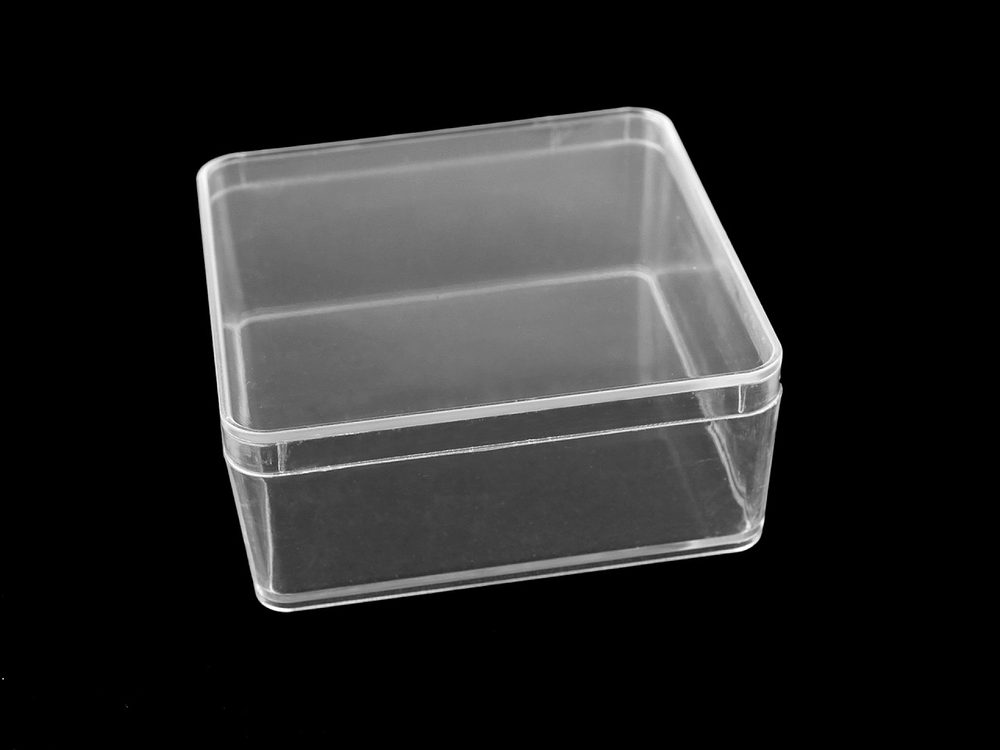 Plastová krabička / box s víkem 9,5x9,5x4 cm - transparent
