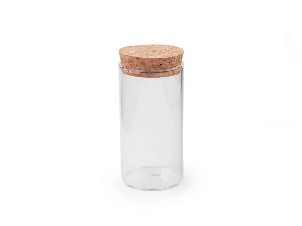 Skleněná lahvička / dóza s korkem 4 kusy - 1 (47x90 mm) transparent