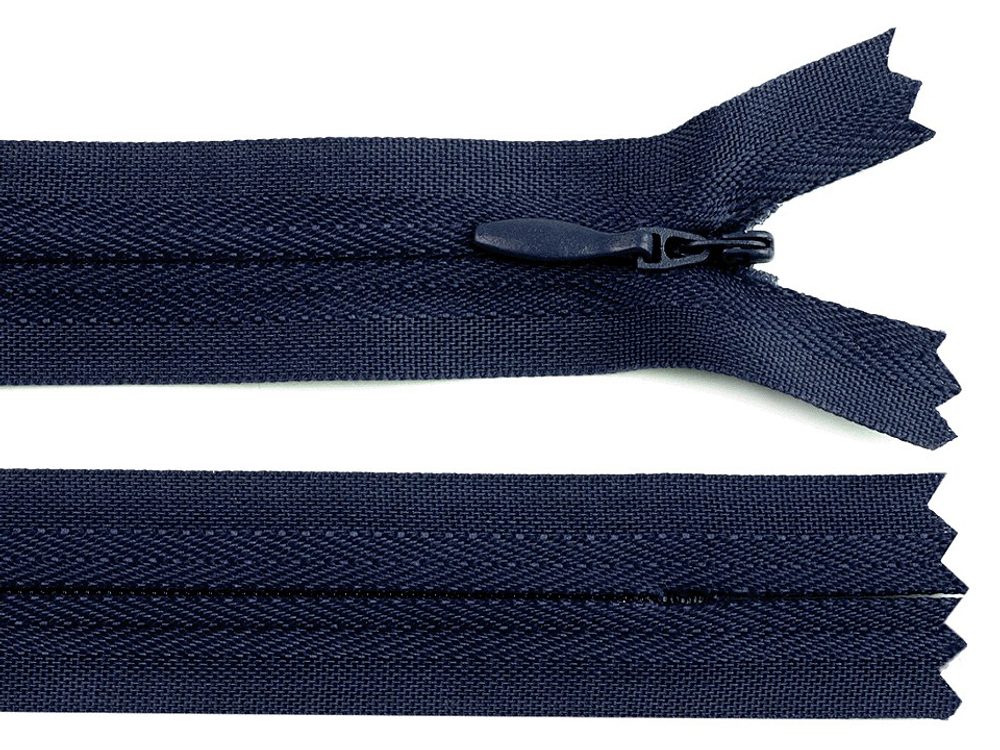 Zip skrytý nedělitelný 3 mm délka 25 cm - 330 modrá tmavá