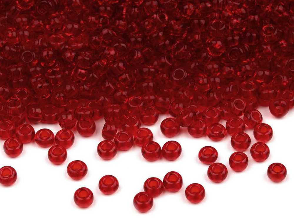 Rokajl Preciosa 10/0 - 2,3 mm lesklé balení 20 g - 90090 červená karmínová transparent