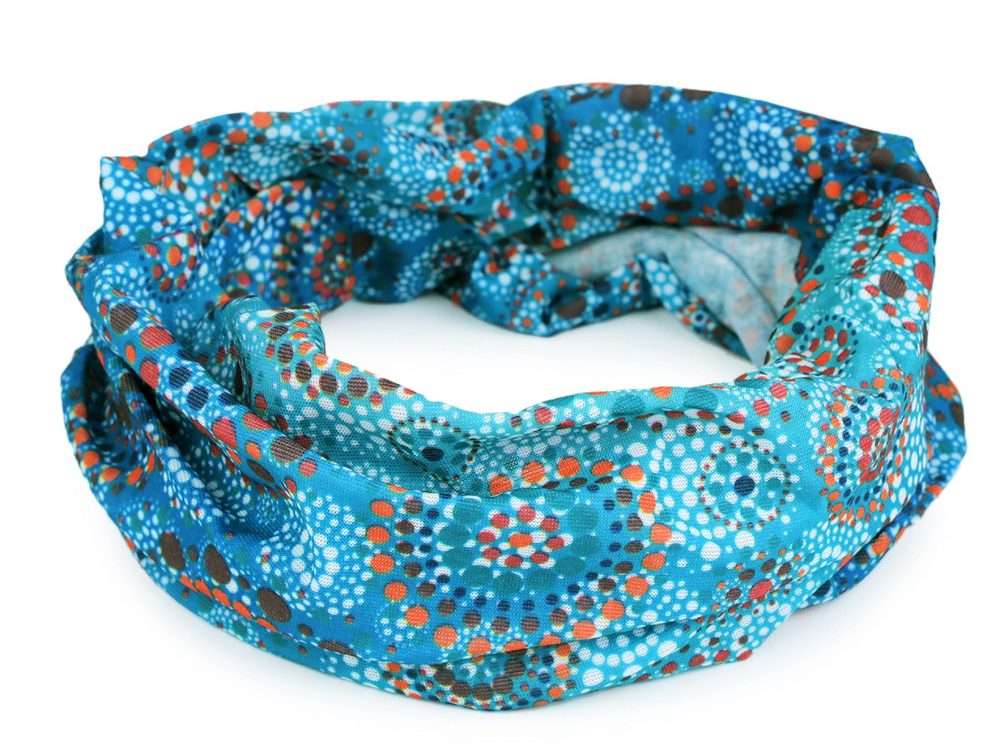 Multifunkční šátek pružný, bezešvý mandala - 3 modrá tyrkys