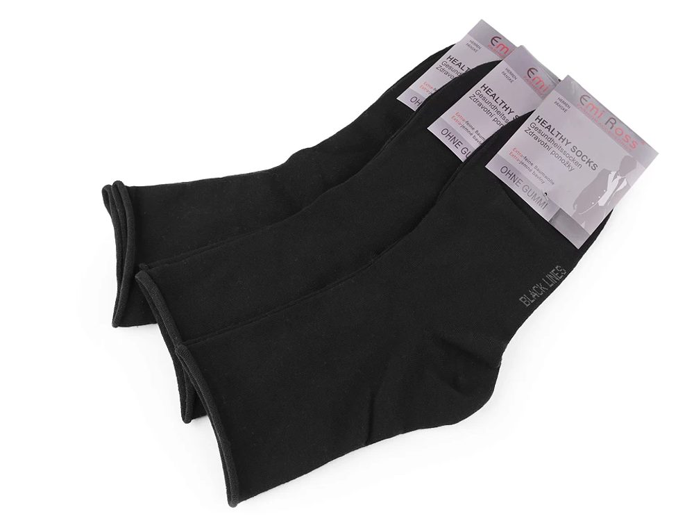 Pánské bavlněné ponožky se zdravotním lemem SADA 3 páry - 1 (vel. 39-42) černá 3 páry