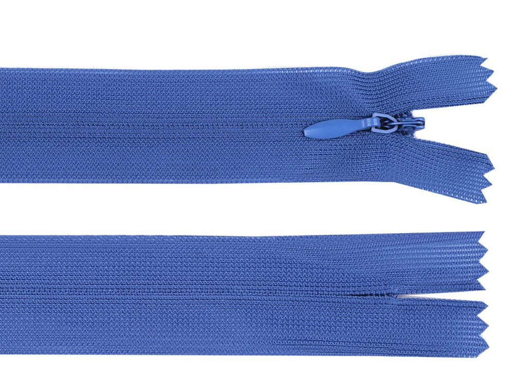 Spirálový zip skrytý šíře 3 mm délka 40 cm dederon - 213 modrá safírová