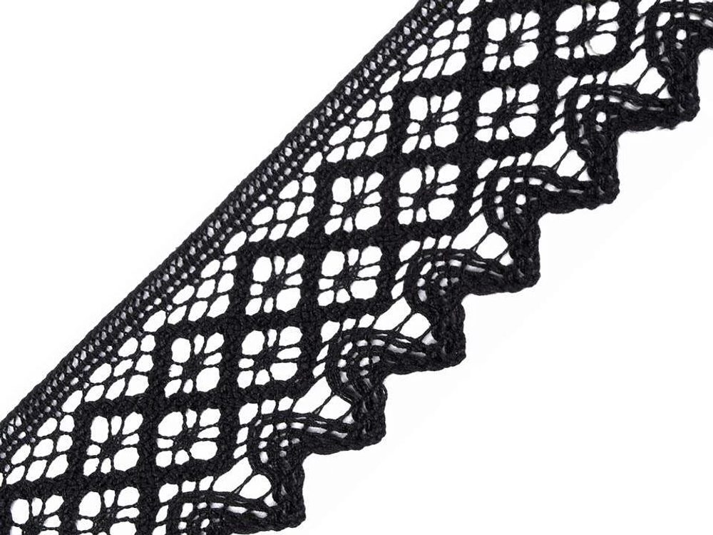 Bavlněná krajka šíře 68 mm paličkovaná METRÁŽ - 6100 černá