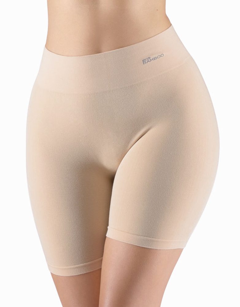 GINA dámské boxerky prodloužené, kratší nohavička, bezešvé, klasické, jednobarevné Eco Bamboo 03019P - béžová - M/L