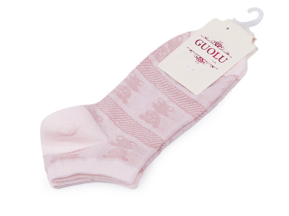 Dámské / dívčí bavlněné ponožky do tenisek - 8 růžová nejsv. medvěd