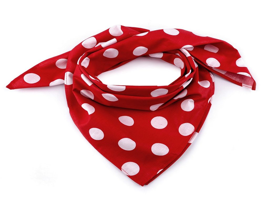 Bavlněný šátek s puntíky 65 x 65 cm - 56 (bsp114) červená