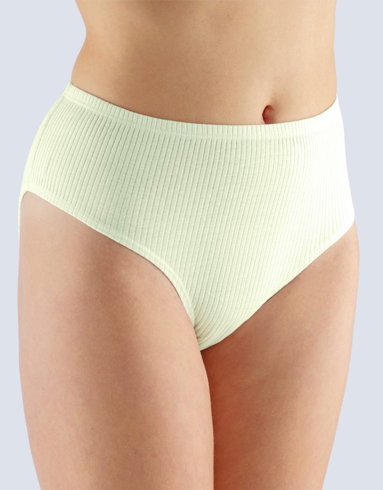GINA dámské kalhotky klasické ve větších velikostech, větší velikosti, šité, jednobarevné 11089P - žlutobílá - 46/48