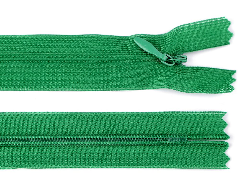Spirálový zip skrytý šíře 3 mm délka 40 cm dederon - 243 zelené kapradí
