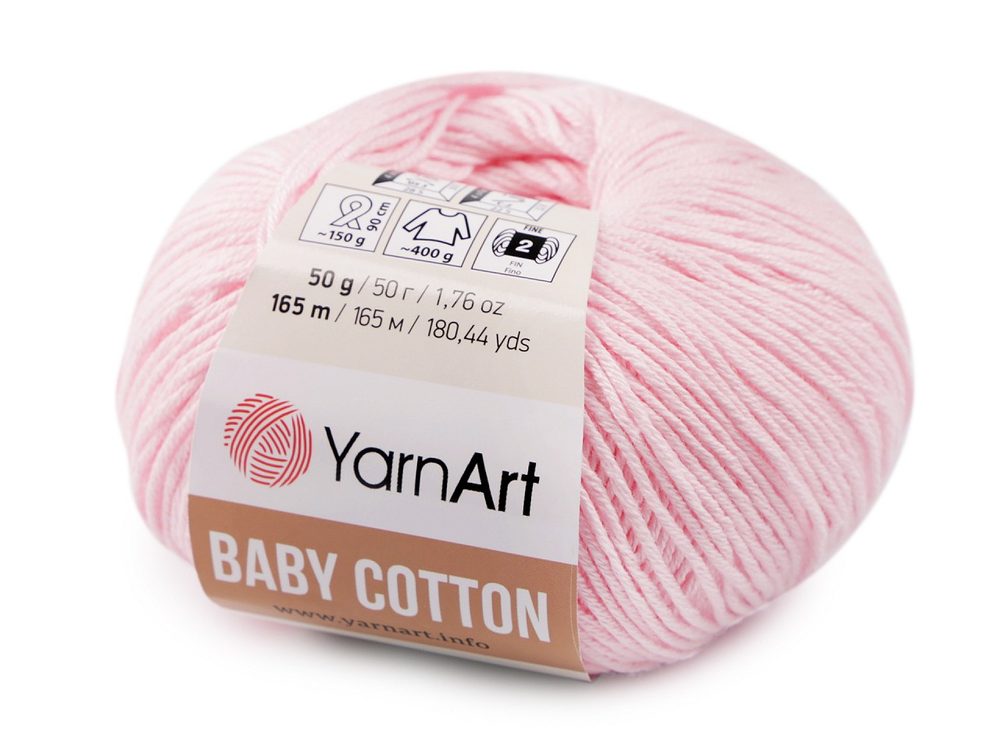 Pletací příze Baby Cotton 50 g - 13 (410) růžová sv.