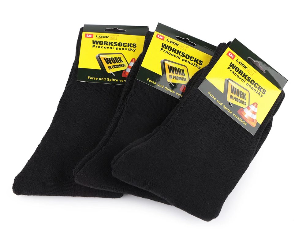 Pánské bavlněné ponožky pracovní 3 páry - 1 (vel. 39-42) černá - hladké