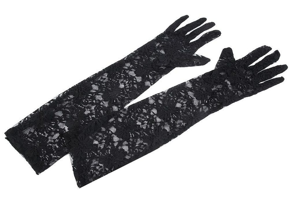 Společenské rukavice 43 cm krajkové - černá