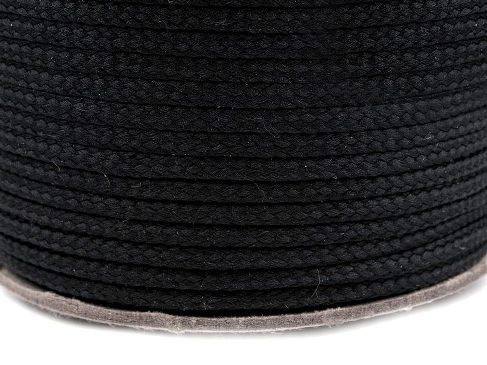 Oděvní šňůra PES Ø4 mm 100 metrů - 9001 černá