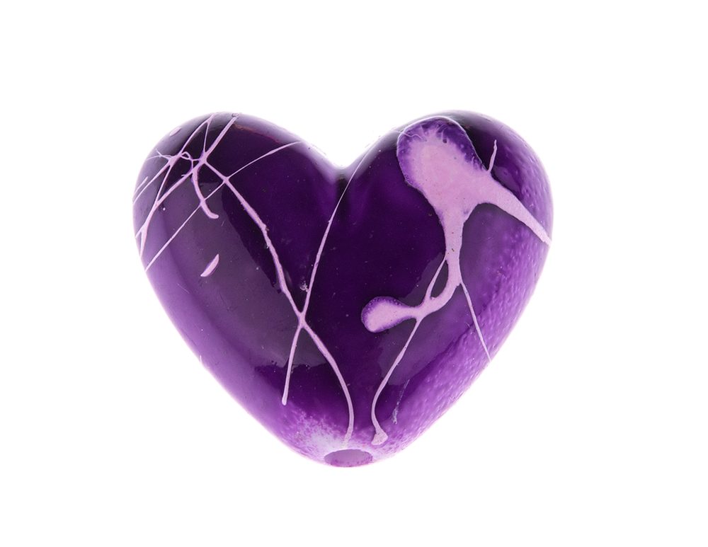 Korálek plastový srdce 12x17mm 1 kus - fialové
