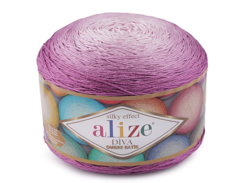 Pletací Příze Diva Ombre Batik - 250g - Ideální pro Ruční Práce - 8 (7244) fialová