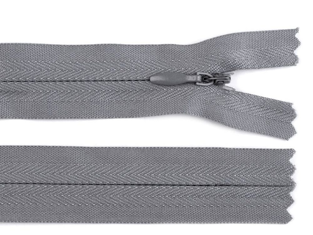 Zip skrytý nedělitelný 3 mm délka 30 cm - 316 šedá neutrální