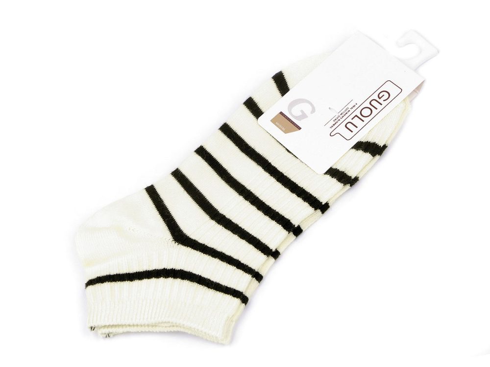 Dámské / dívčí bavlněné ponožky kotníkové - 3 krémová světlá černá