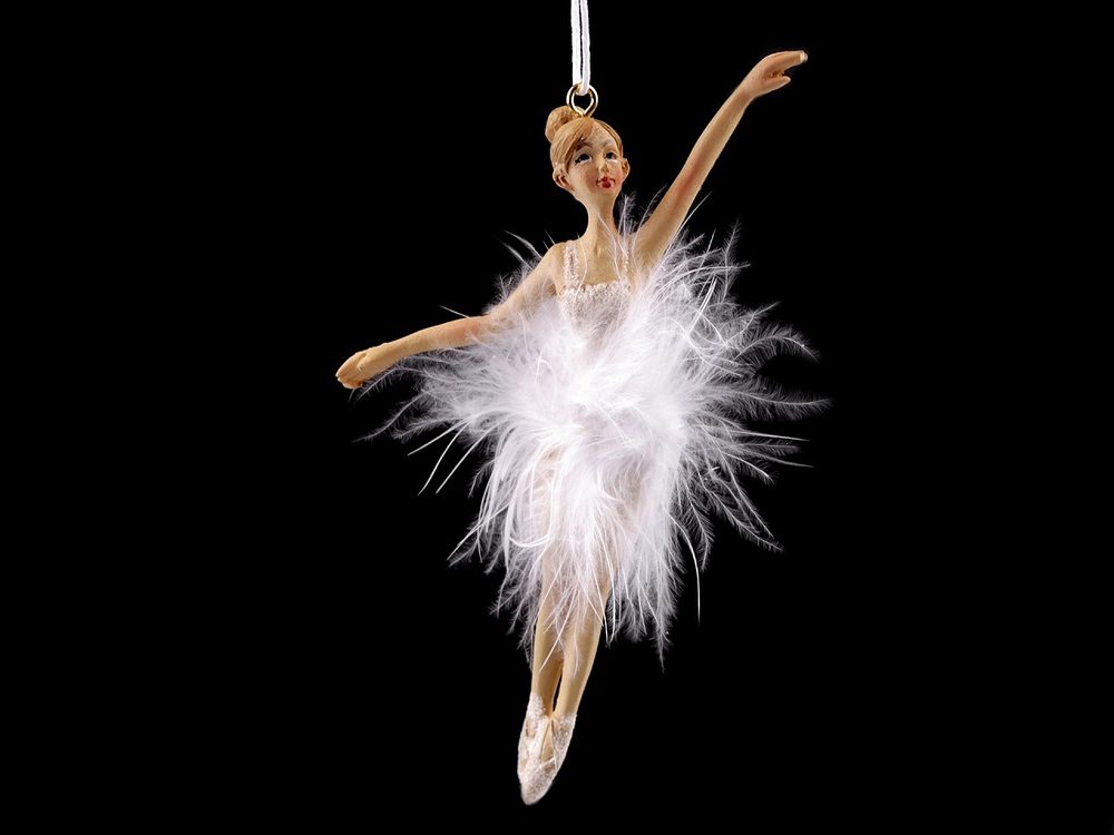 Dekorace baletka k zavěšení - 1 bílá