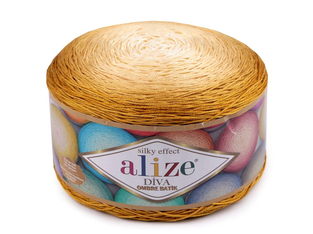 Pletací Příze Diva Ombre Batik - 250g - Ideální pro Ruční Práce - 6 (7358) béžová světlá hořčicová