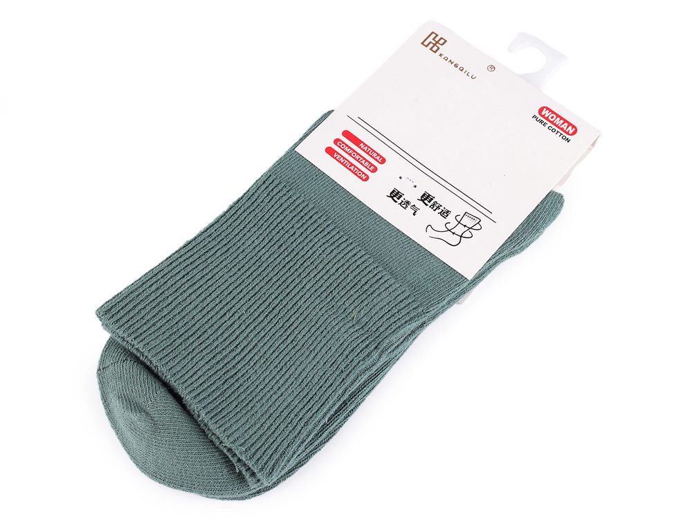Dámské / dívčí bavlněné ponožky - 4 zelená šalvěj tmavá
