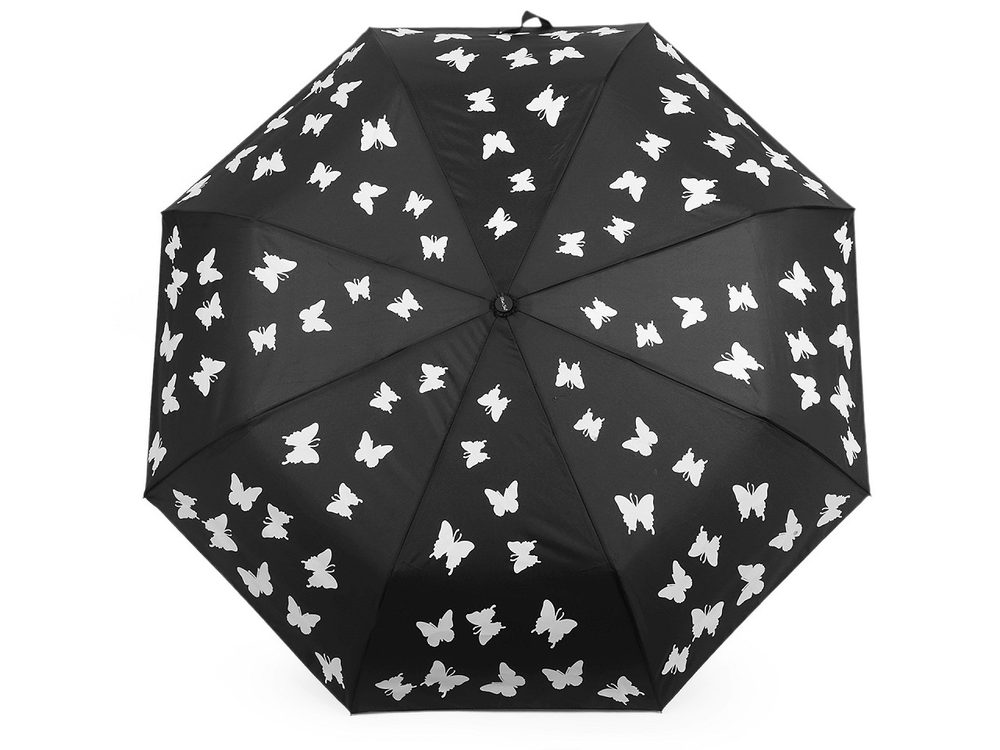 Dámský skládací vystřelovací deštník motýl kouzelný - 3 černá