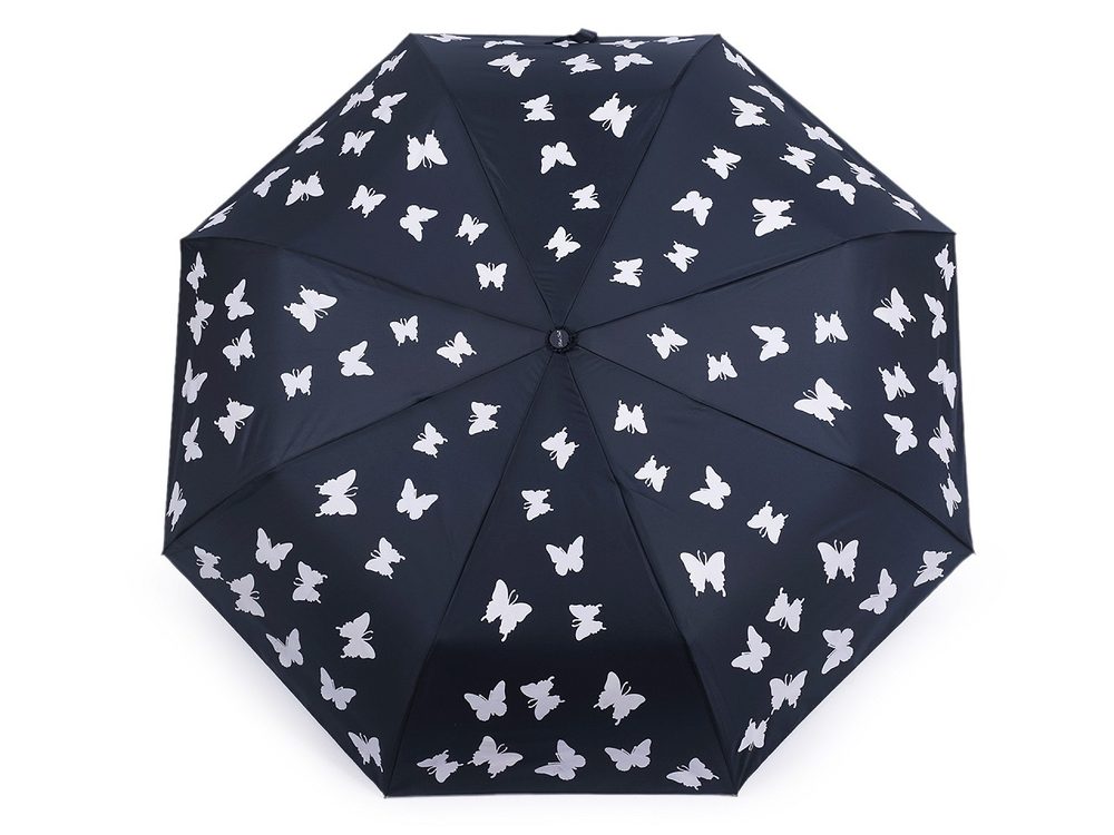 Dámský skládací vystřelovací deštník motýl kouzelný - 2 modrošedá tm.
