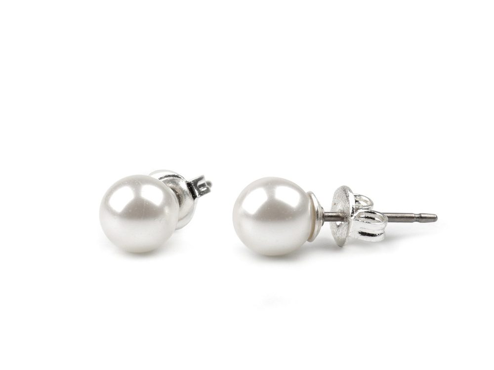 Perlové náušnice s českou skleněnou perlou - perlová